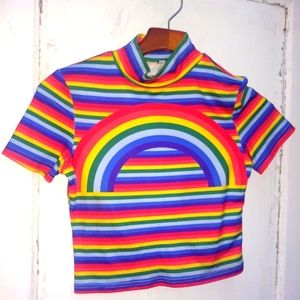 🌈Rainbow✨ Mock Neck Crop Top